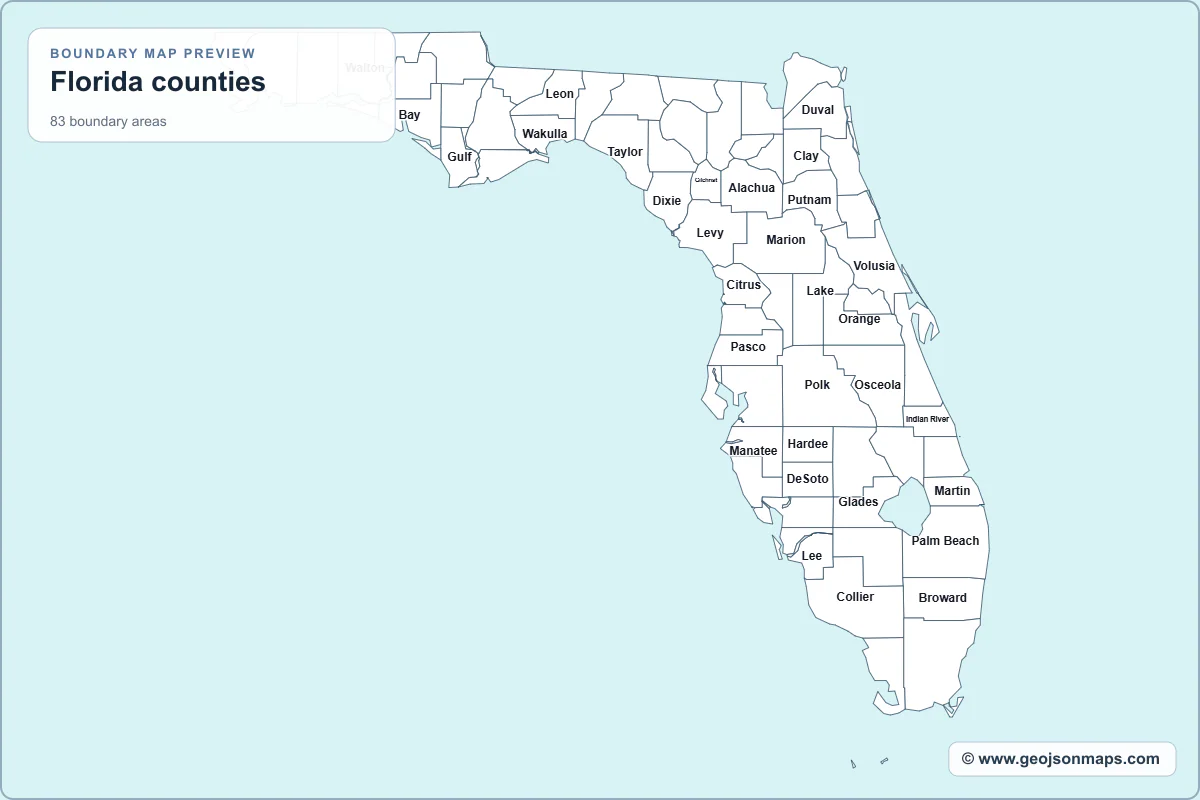 Preview of Florida counties map