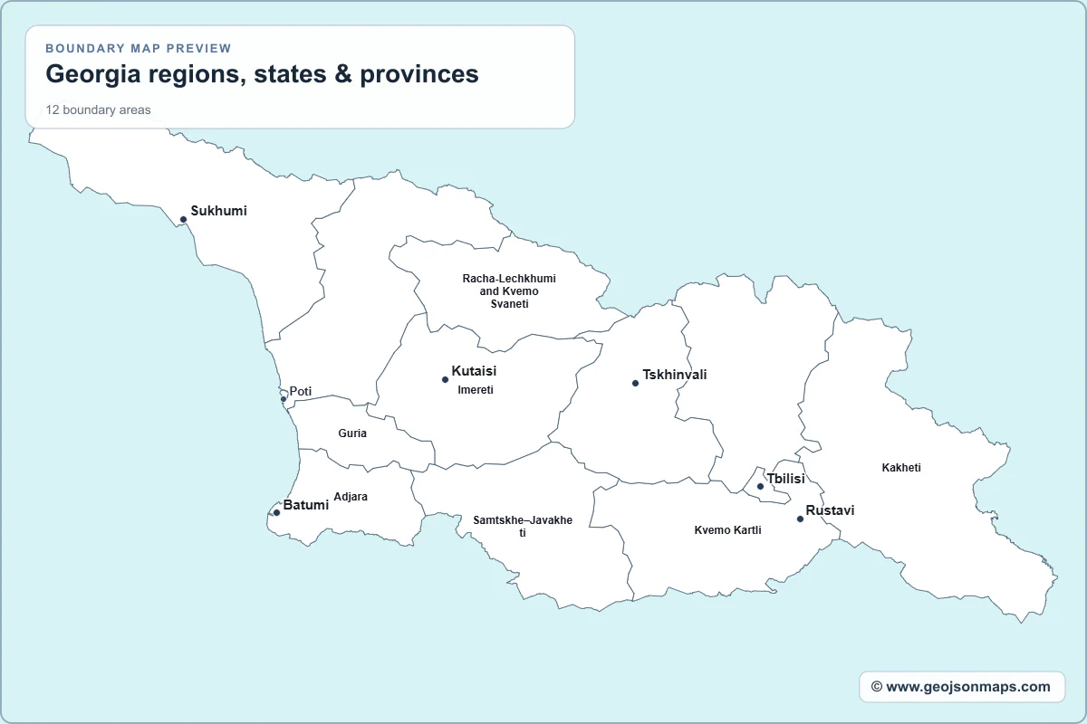 Preview of Georgia regions, states & provinces map