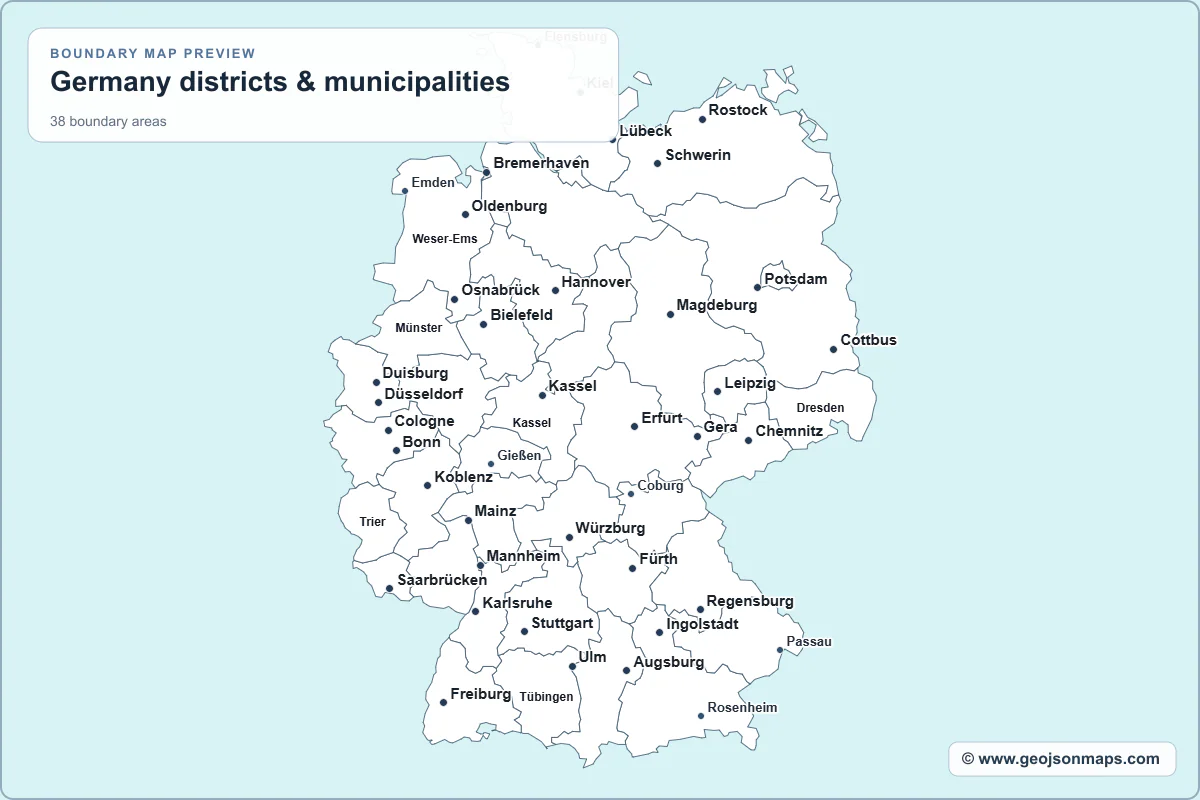Preview of Germany districts & municipalities map