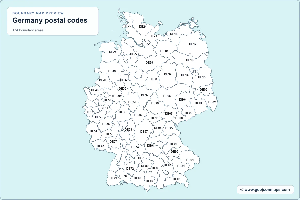 Preview of Germany postal codes map