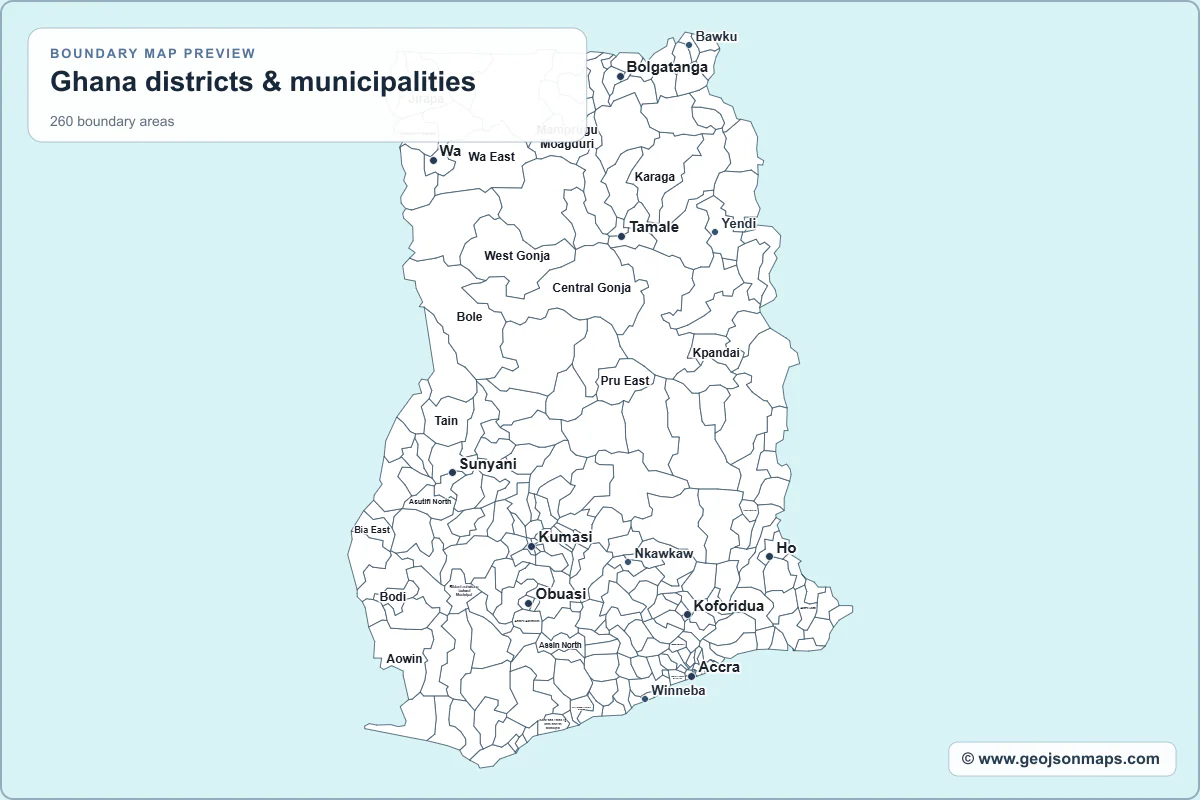 Preview of Ghana districts & municipalities map