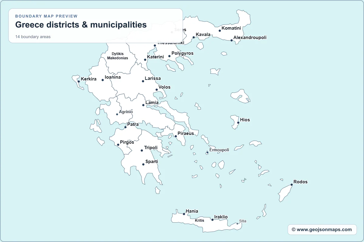 Preview of Greece districts & municipalities map
