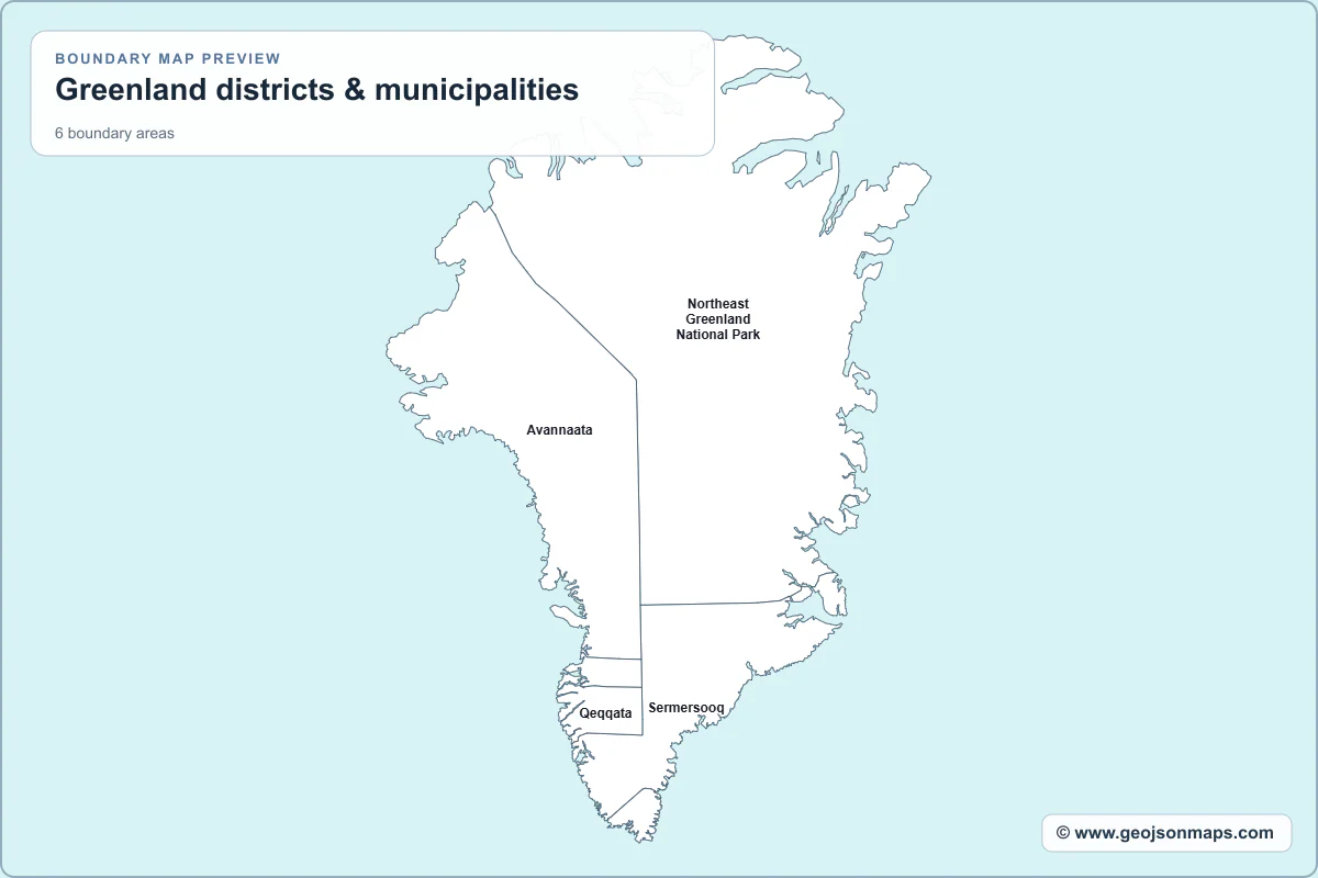 Preview of Greenland districts & municipalities map