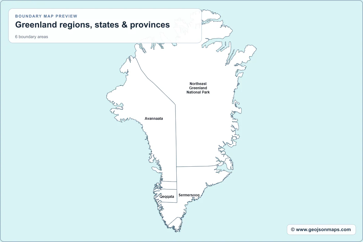 Preview of Greenland regions, states & provinces map