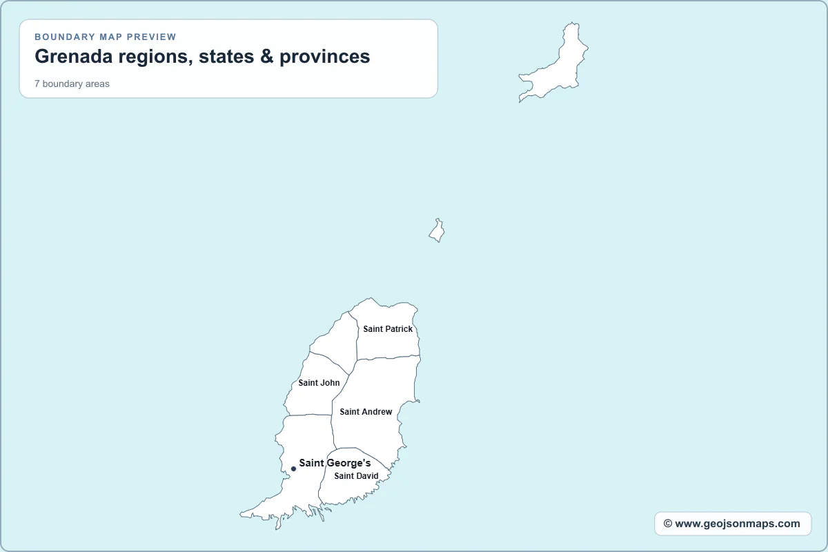 Preview of Grenada regions, states & provinces map