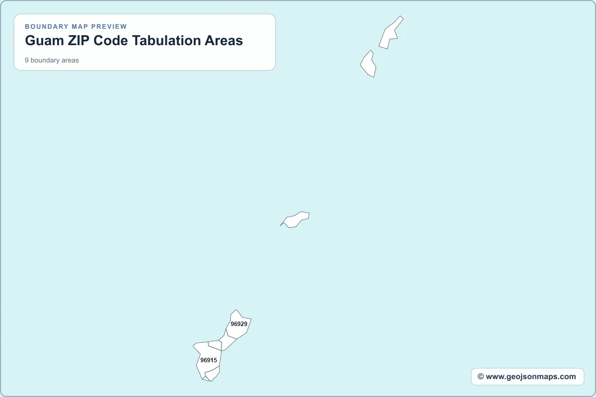 Preview of Guam ZIP Code Tabulation Areas map