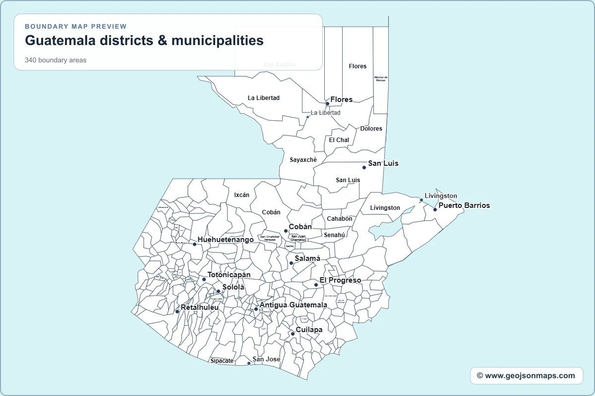 Preview of Guatemala districts & municipalities map