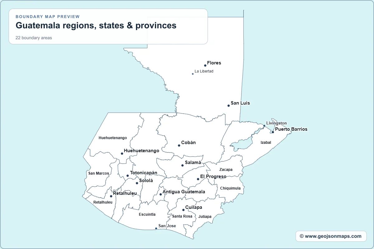 Preview of Guatemala regions, states & provinces map