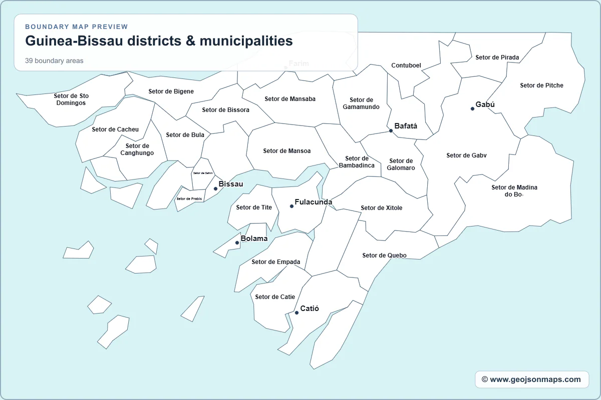 Preview of Guinea-Bissau districts & municipalities map