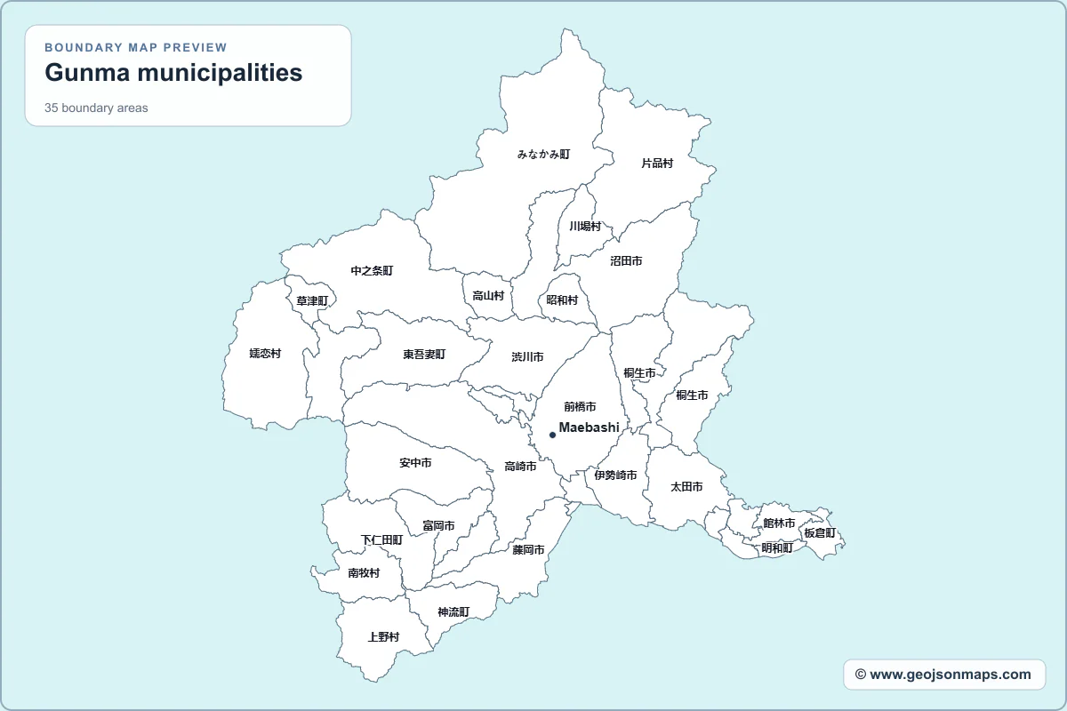 Preview of Gunma municipalities map
