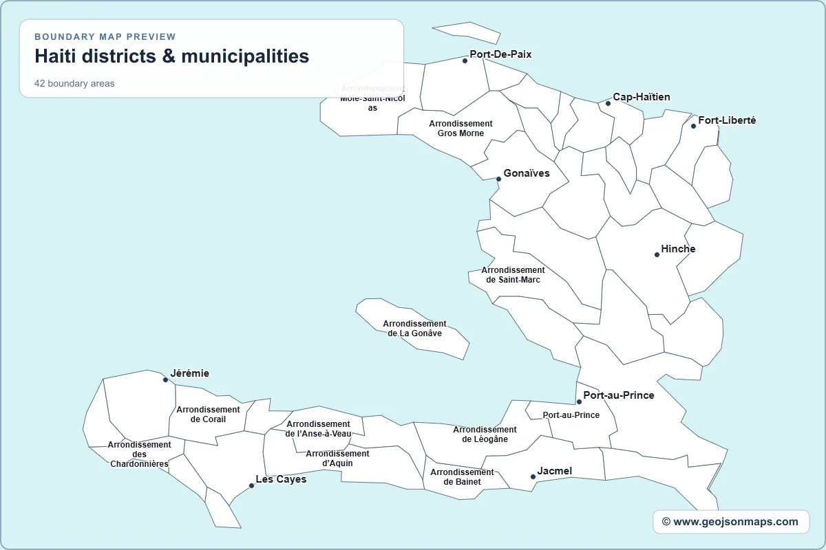 Preview of Haiti districts & municipalities map