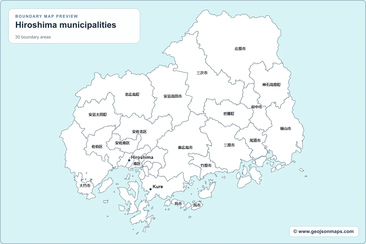 Preview of Hiroshima municipalities map