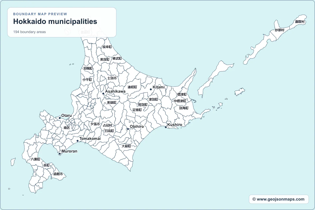 Preview of Hokkaido municipalities map
