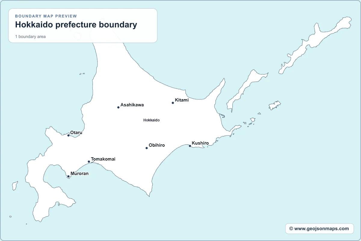 Preview of Hokkaido prefecture boundary map