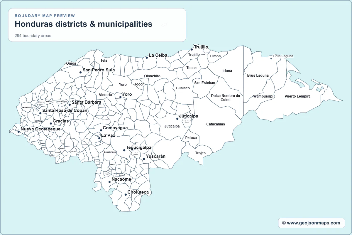 Preview of Honduras districts & municipalities map
