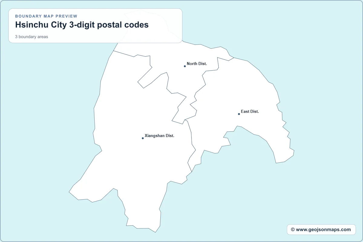 Preview of Hsinchu City 3-digit postal codes map