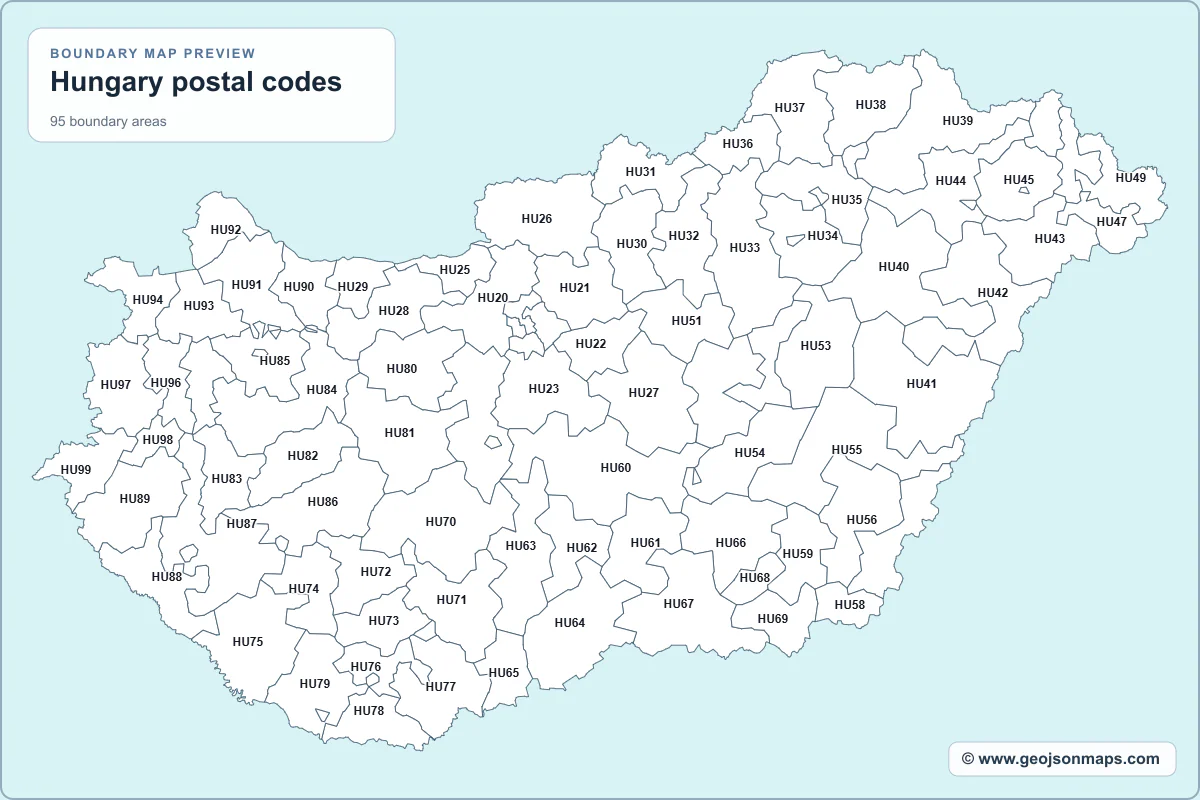 Preview of Hungary postal codes map
