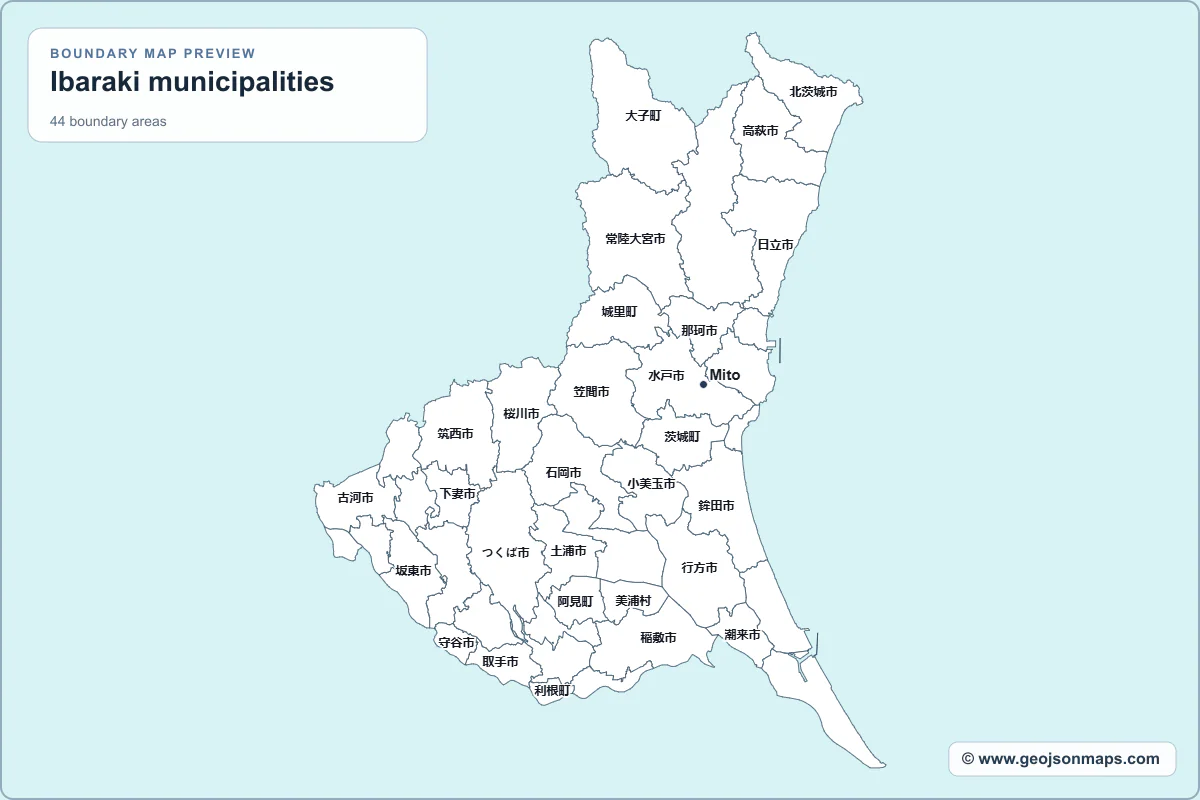 Preview of Ibaraki municipalities map