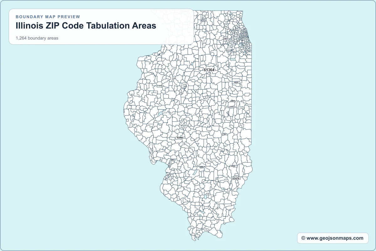 Preview of Illinois ZIP Code Tabulation Areas map