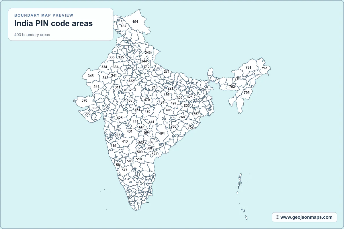 Preview of India PIN code areas map