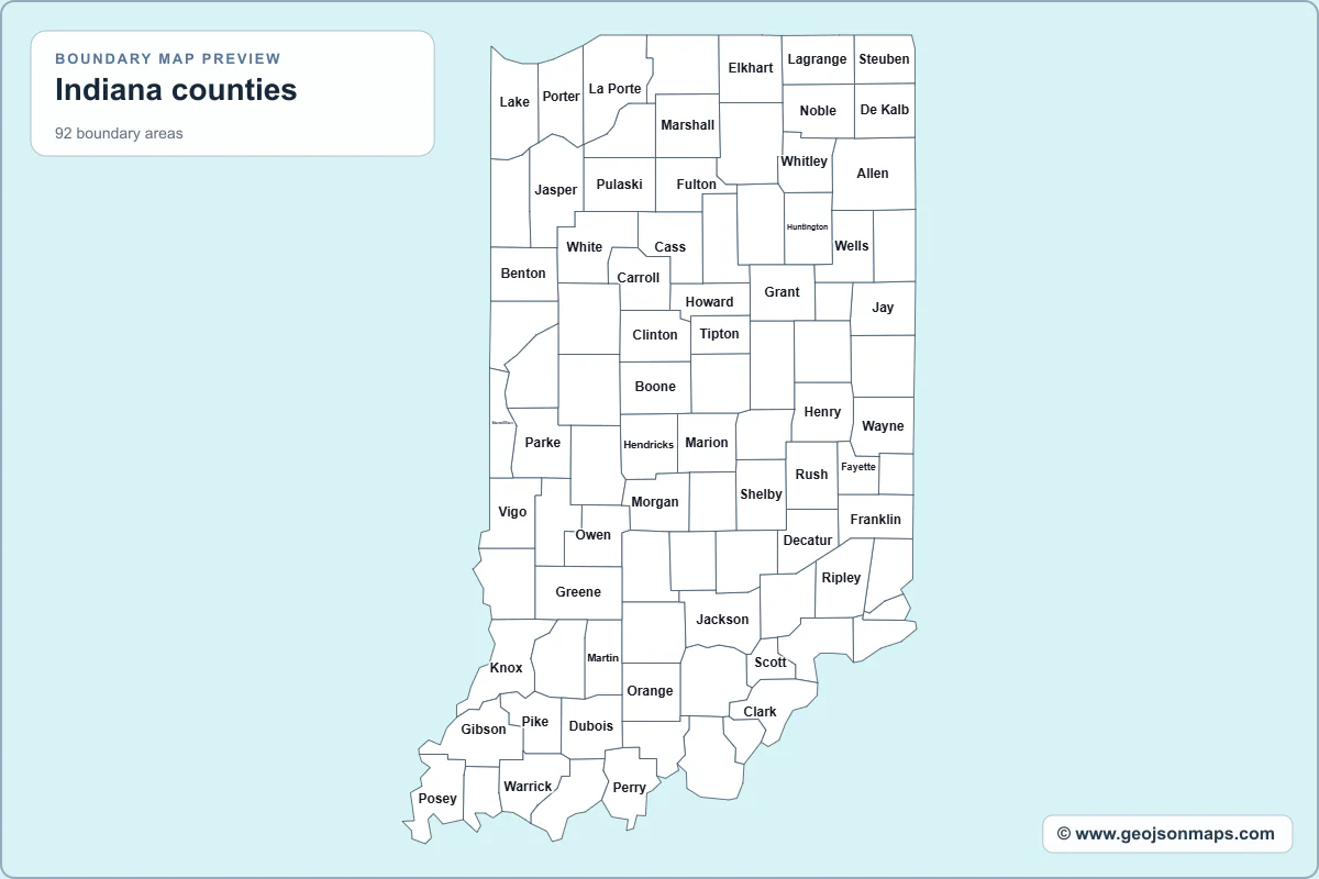 Preview of Indiana counties map