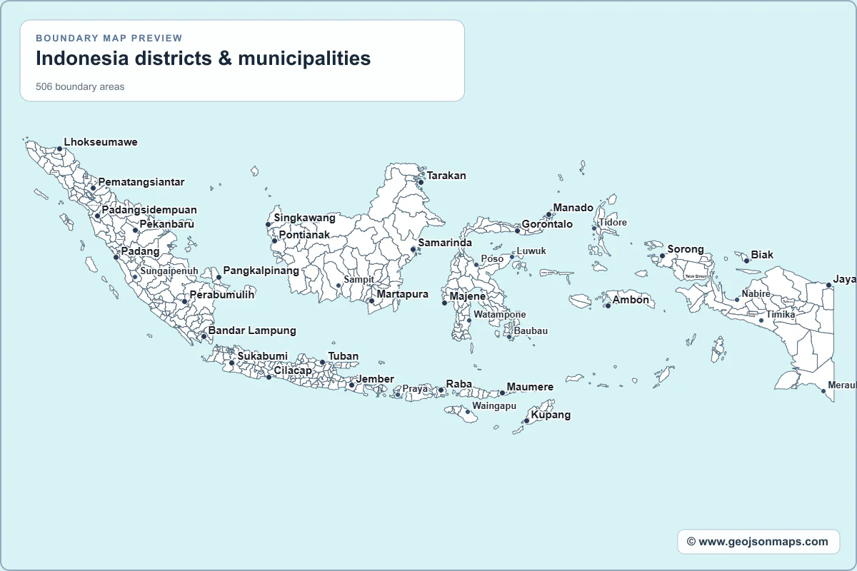 Preview of Indonesia districts & municipalities map