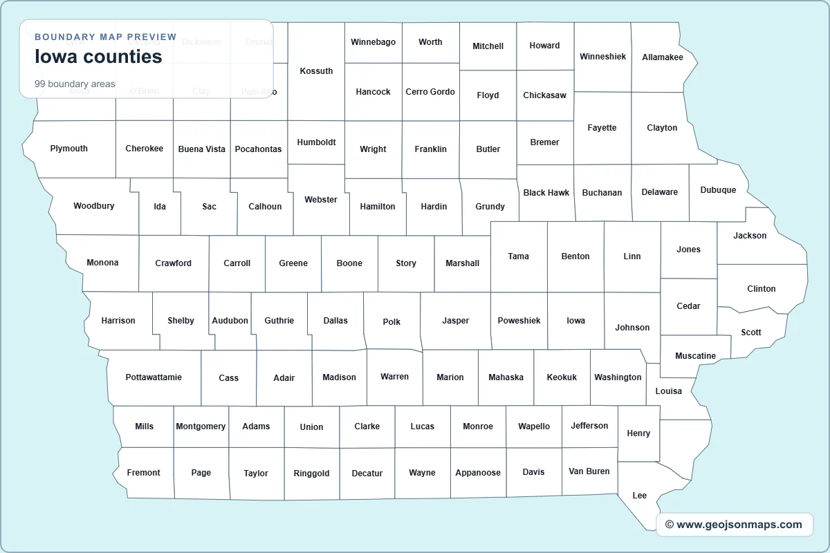 Preview of Iowa counties map