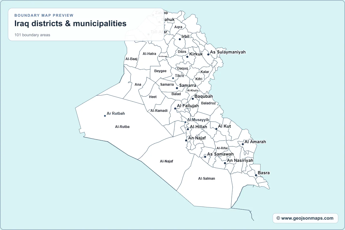 Preview of Iraq districts & municipalities map