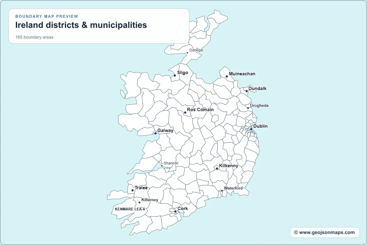 Preview of Ireland districts & municipalities map