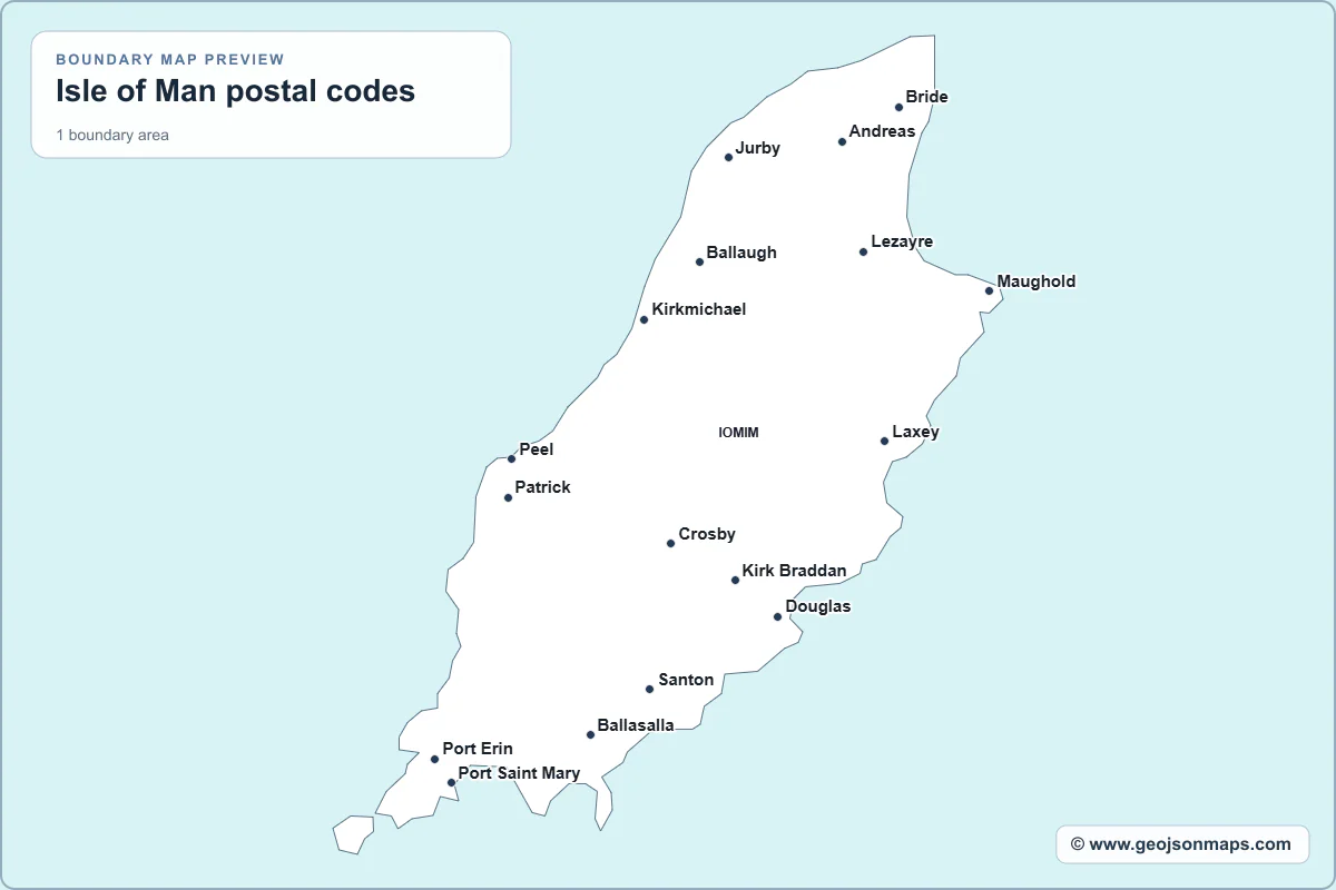 Preview of Isle of Man postal codes map