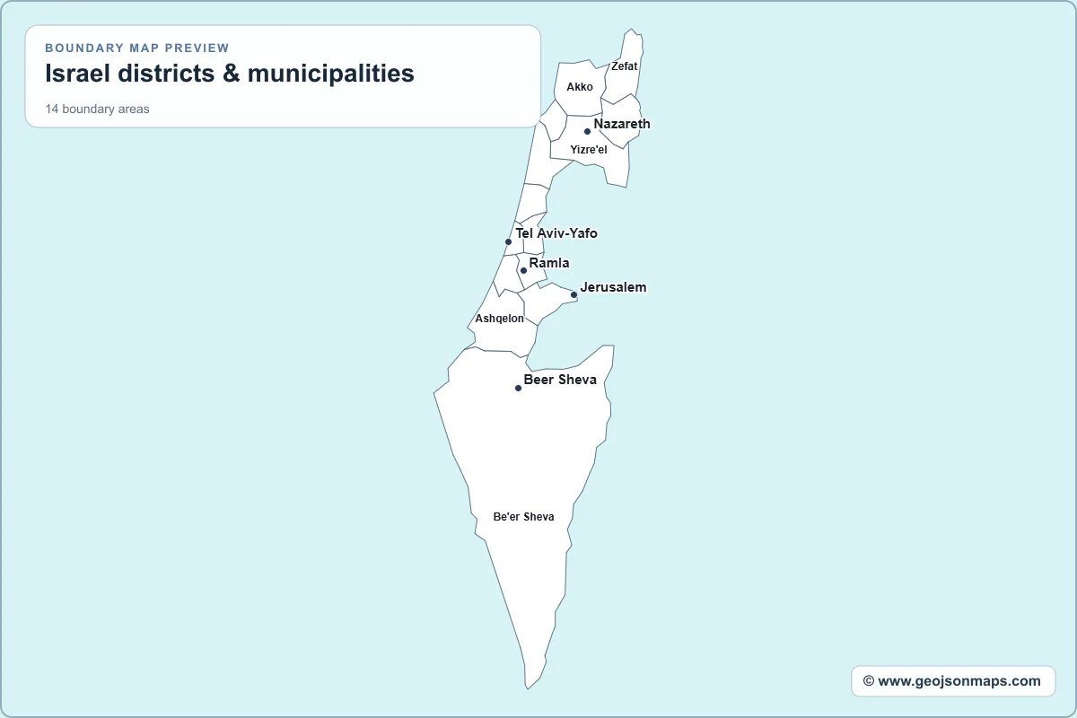 Preview of Israel districts & municipalities map
