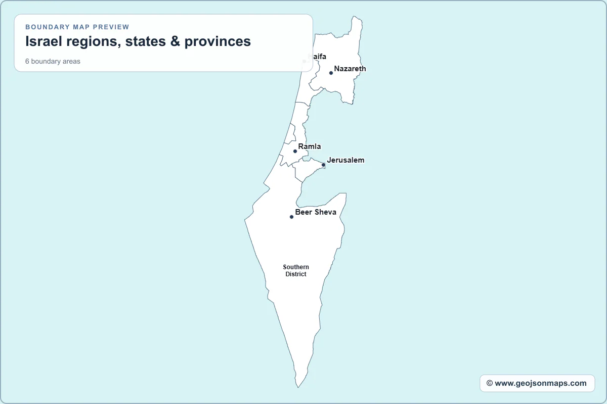 Preview of Israel regions, states & provinces map