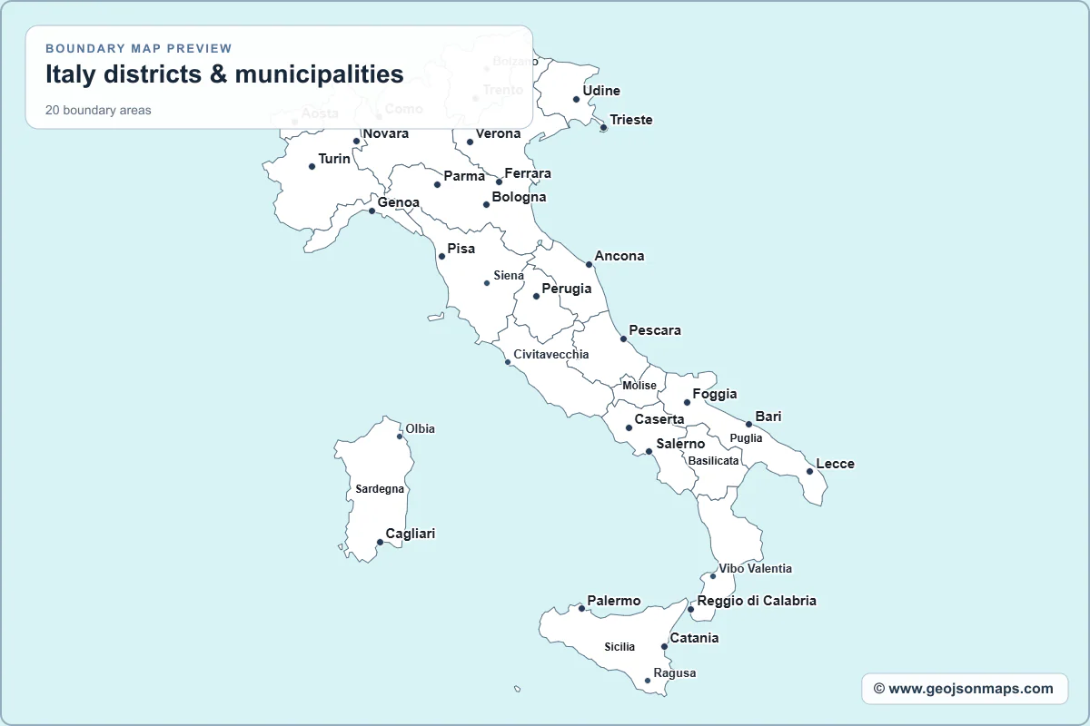 Preview of Italy districts & municipalities map