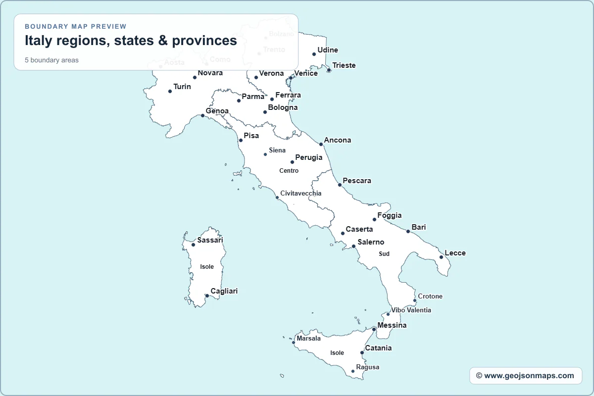 Preview of Italy regions, states & provinces map