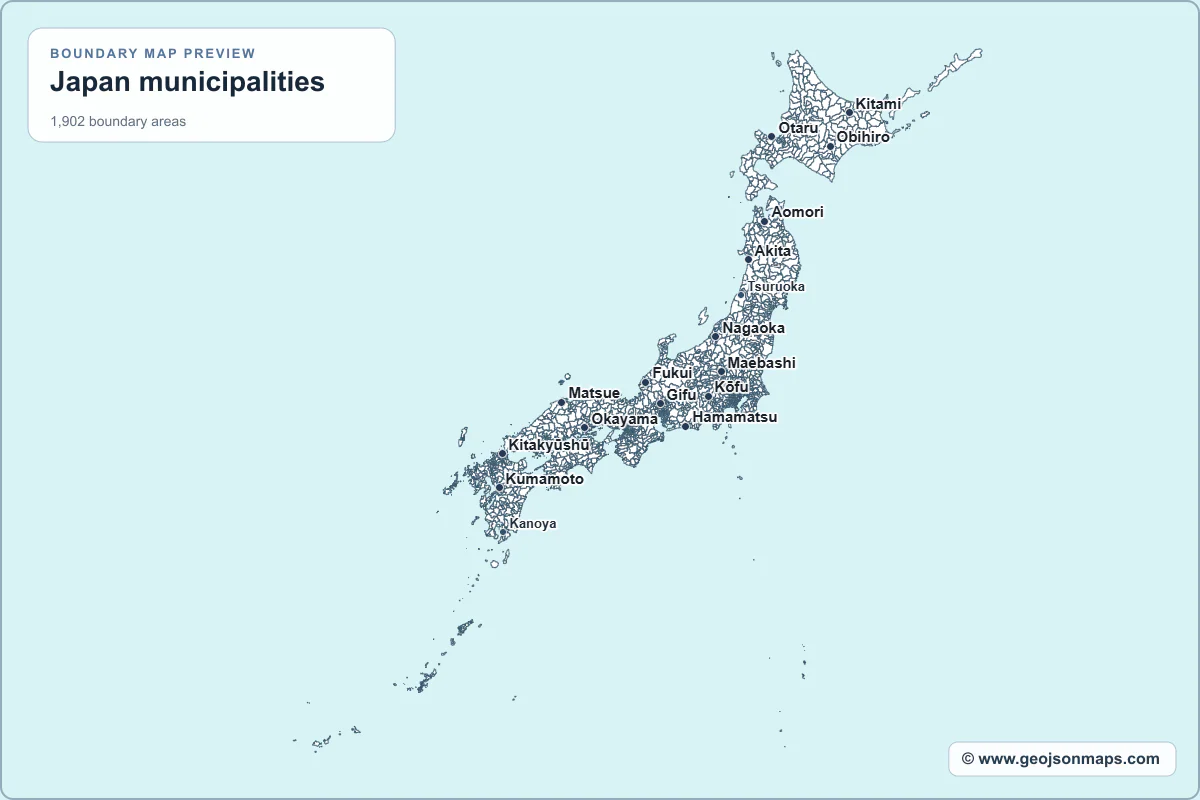 Preview of Japan municipalities map
