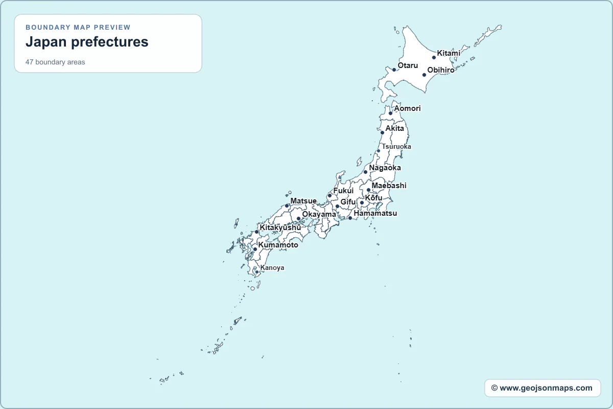Preview of Japan prefectures map