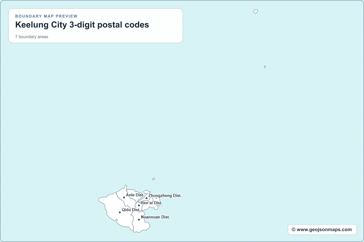 Preview of Keelung City 3-digit postal codes map