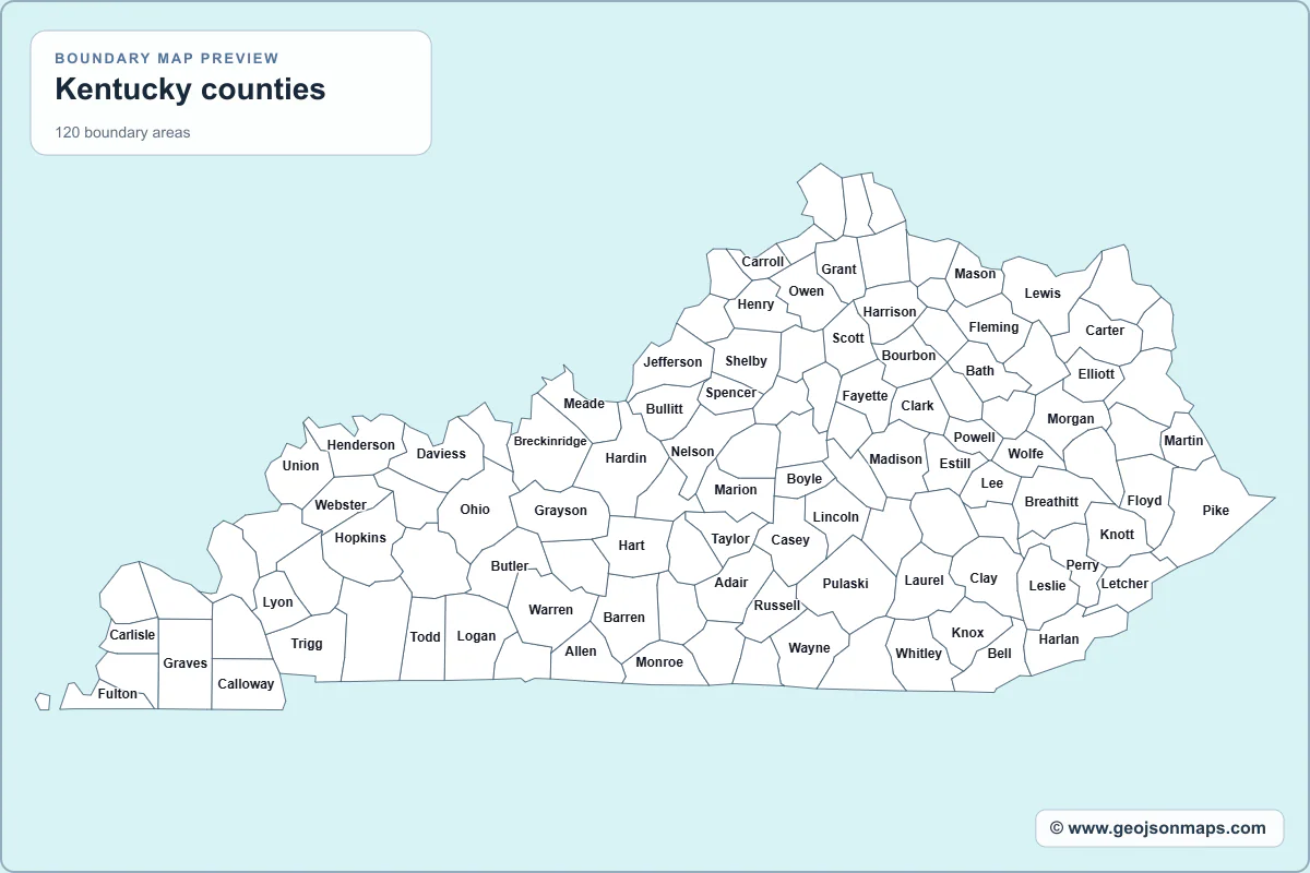 Preview of Kentucky counties map