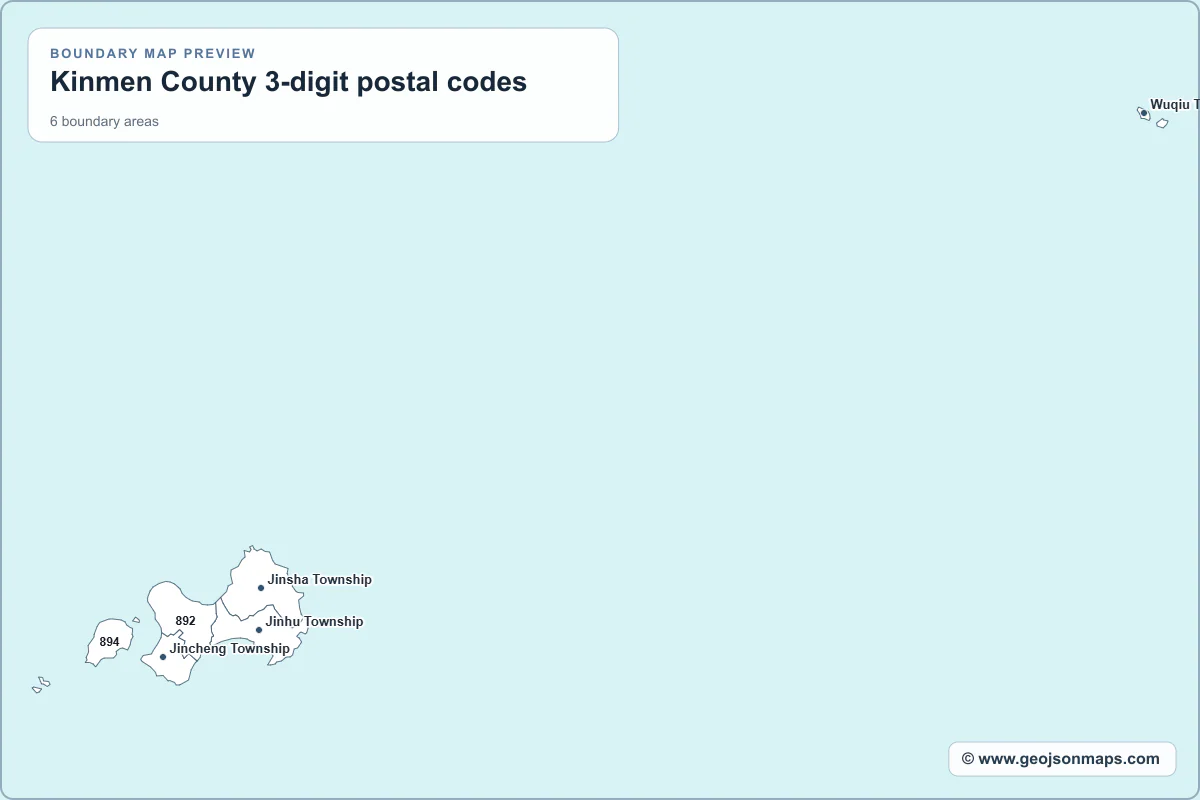Preview of Kinmen County 3-digit postal codes map