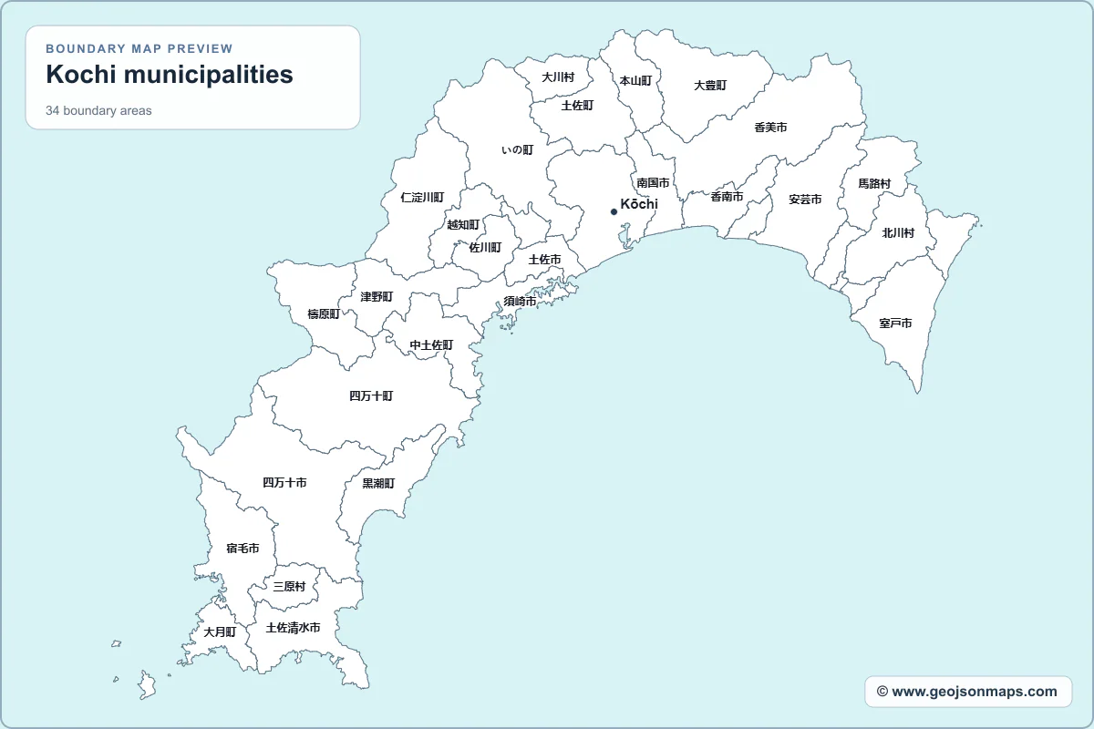 Preview of Kochi municipalities map