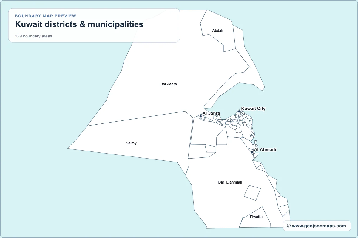 Preview of Kuwait districts & municipalities map