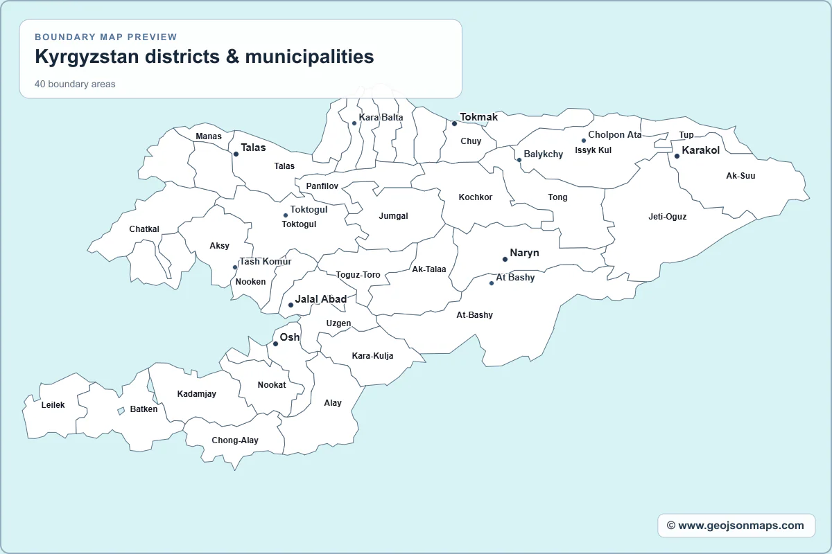 Preview of Kyrgyzstan districts & municipalities map
