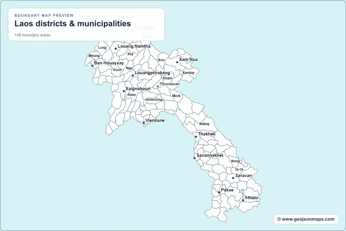 Preview of Laos districts & municipalities map