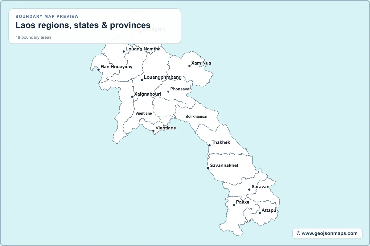 Preview of Laos regions, states & provinces map