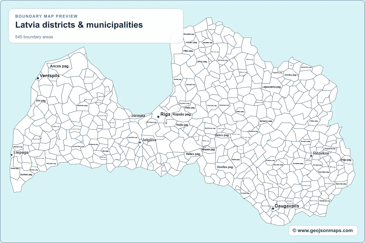 Preview of Latvia districts & municipalities map