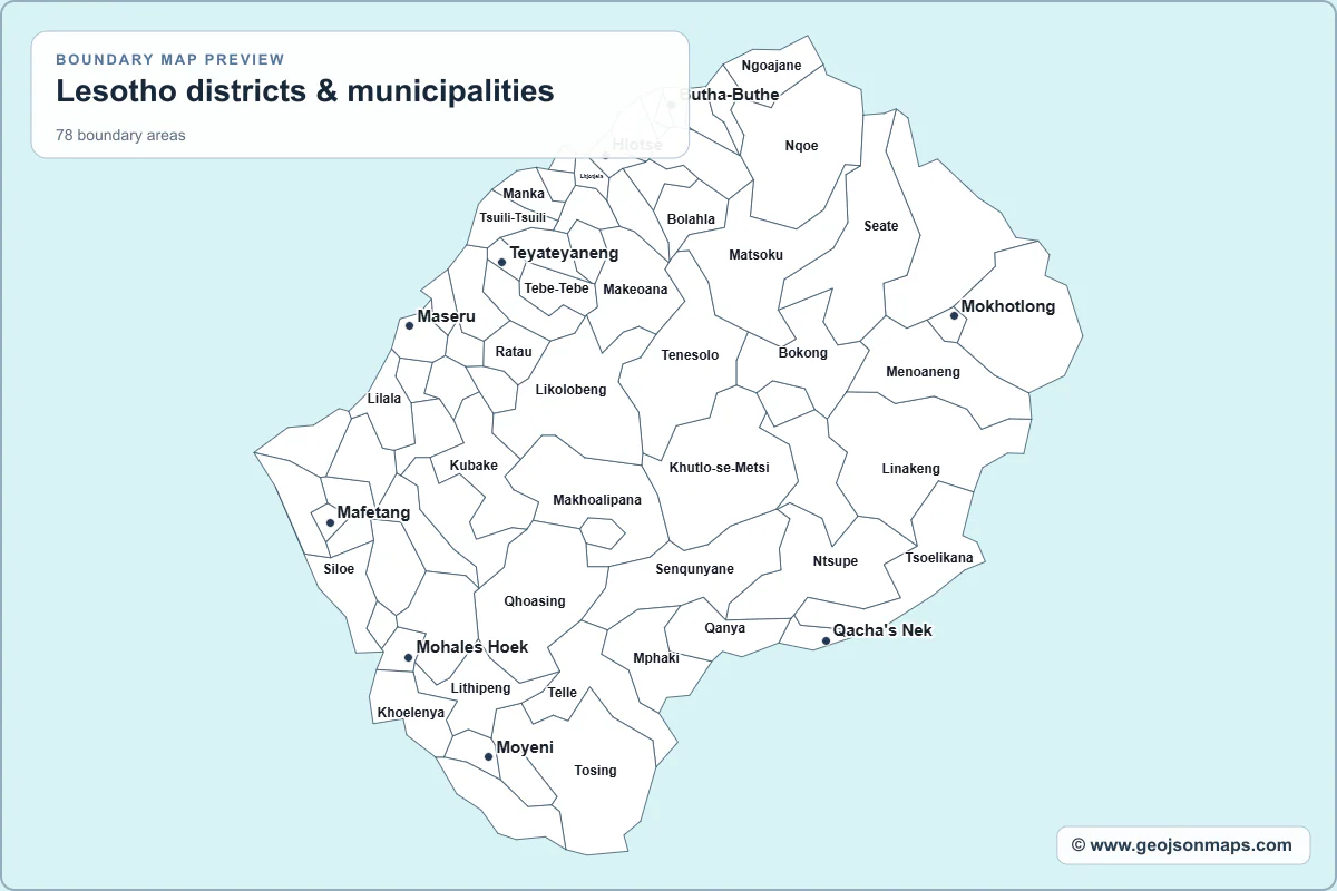 Preview of Lesotho districts & municipalities map