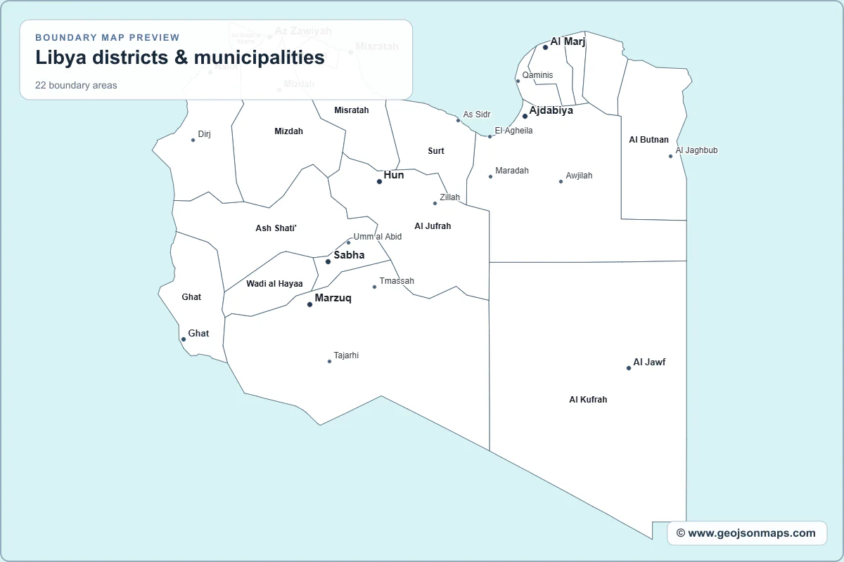 Preview of Libya districts & municipalities map