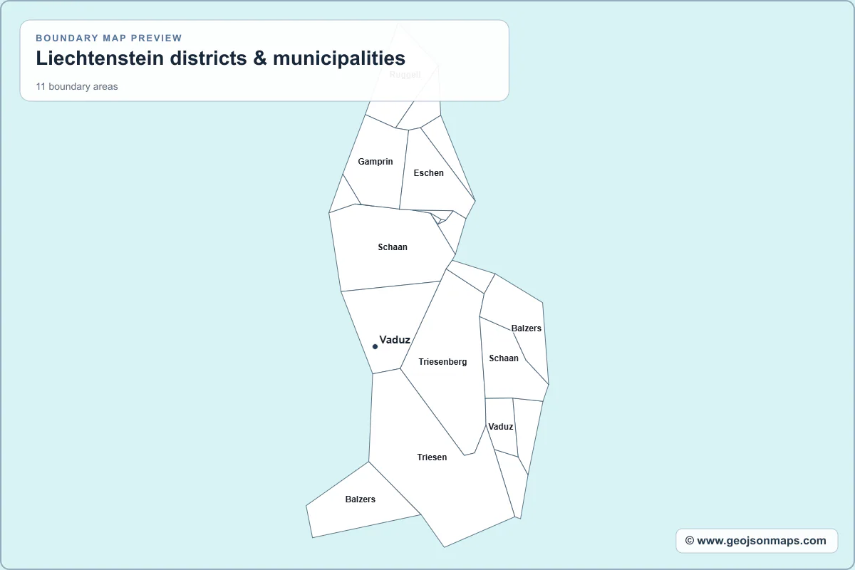 Preview of Liechtenstein districts & municipalities map