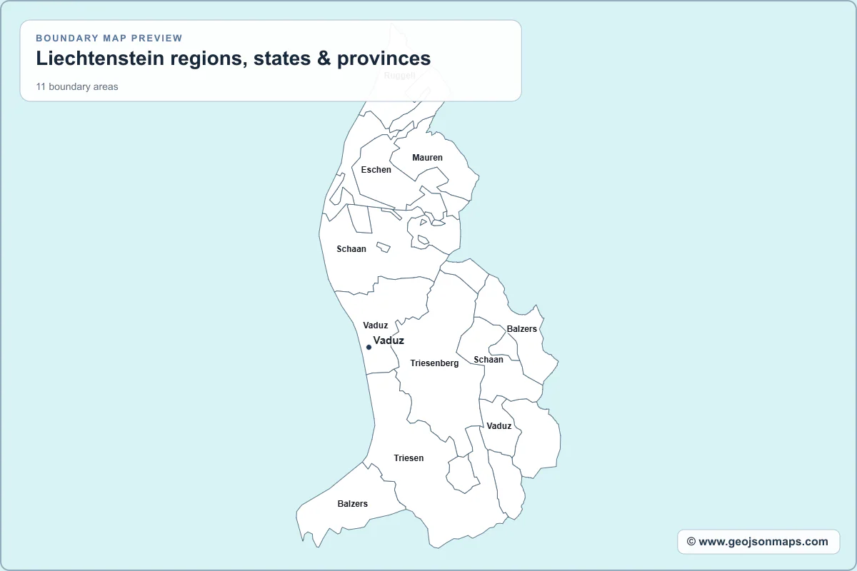 Preview of Liechtenstein regions, states & provinces map