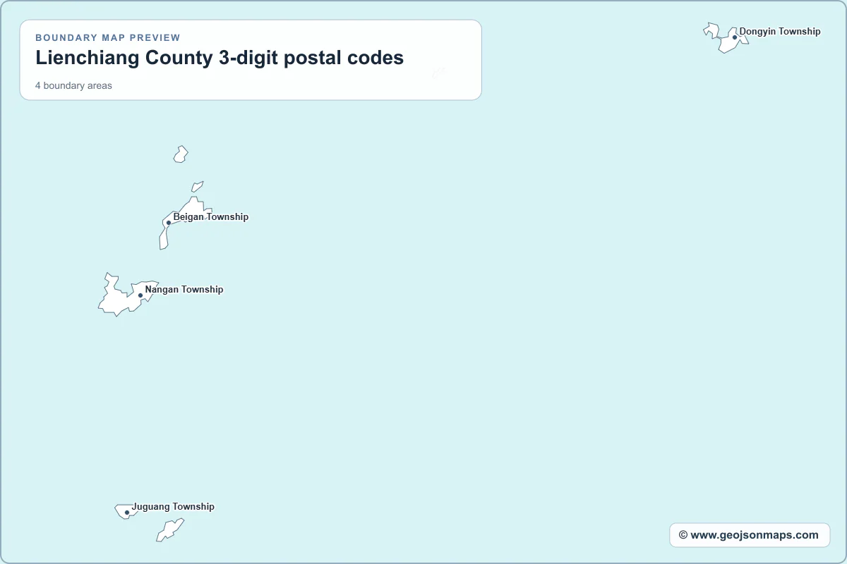 Preview of Lienchiang County 3-digit postal codes map